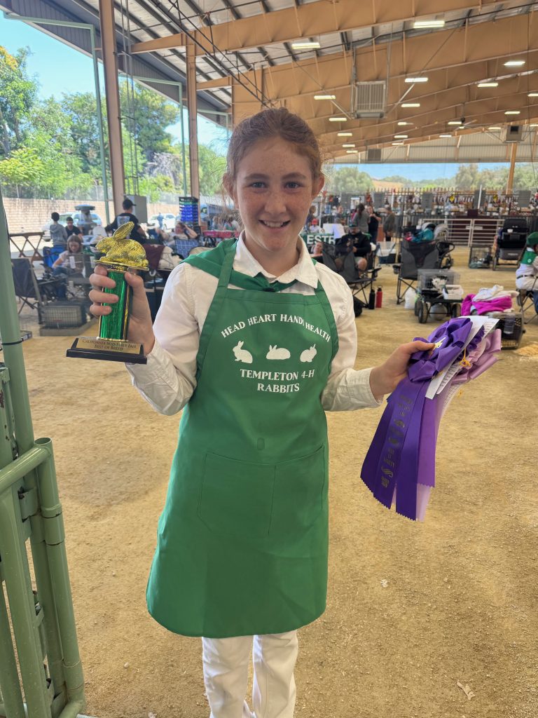Elliot with a Best of Breed trophy at the Mid-State Fair